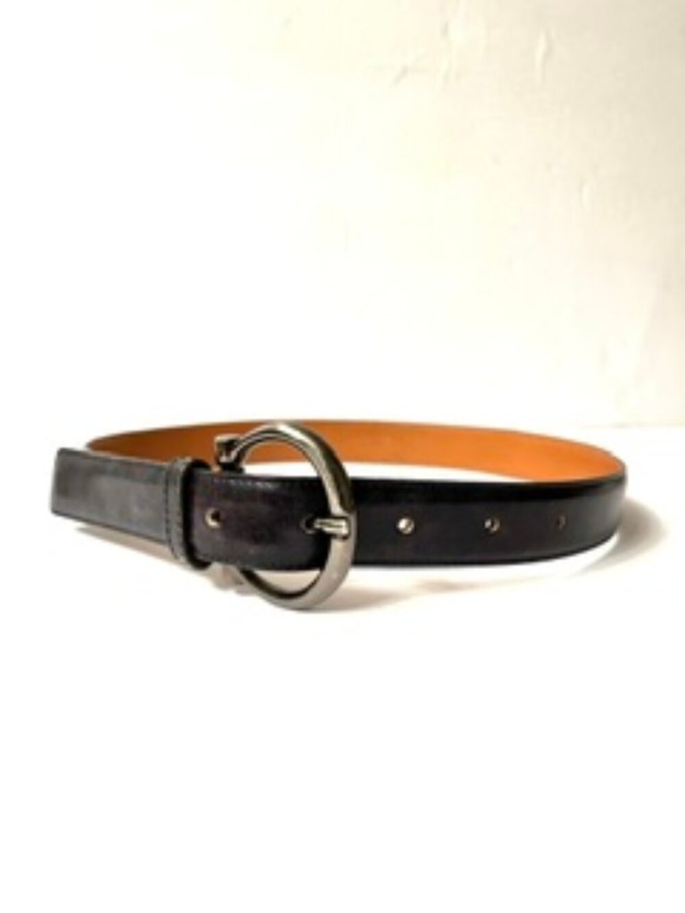 Celine Women’s Midnight Blue Leather Belt with silver- tone buckle ( Vintage )
